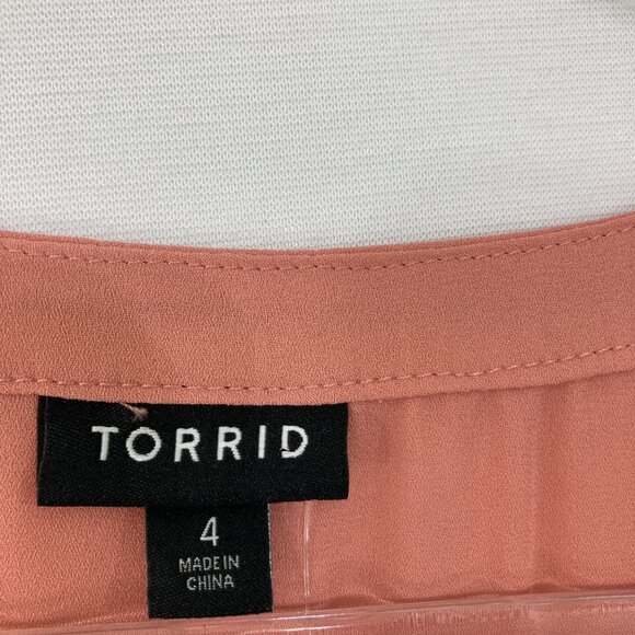 New Torrid size 4X Dusty Rose Split Neck Soft Flowy Short Sleeve Top Office Work - Picture 2 of 9